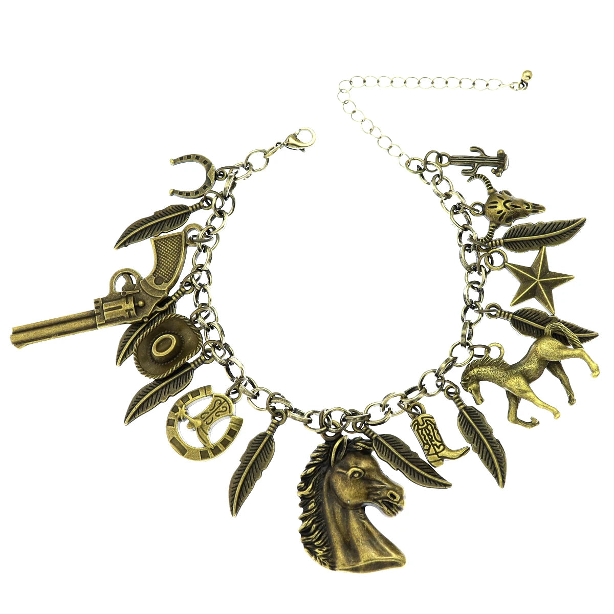 Cat Pendant Charm Chain Link Bracelets For Women Cowgirl Cuff Bangles Party Gift Fashion Jewelry Pulseira Feminina Dropshipping