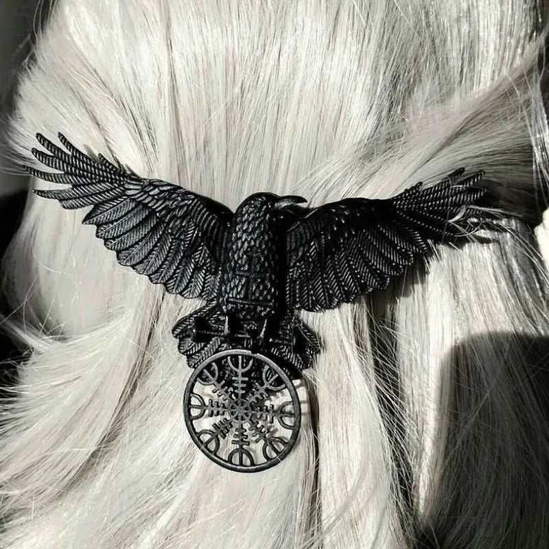 gothic crow hairclip vintage animal Barrettes hairpins witch viking women hair accessories hallowen cosplay party headdress