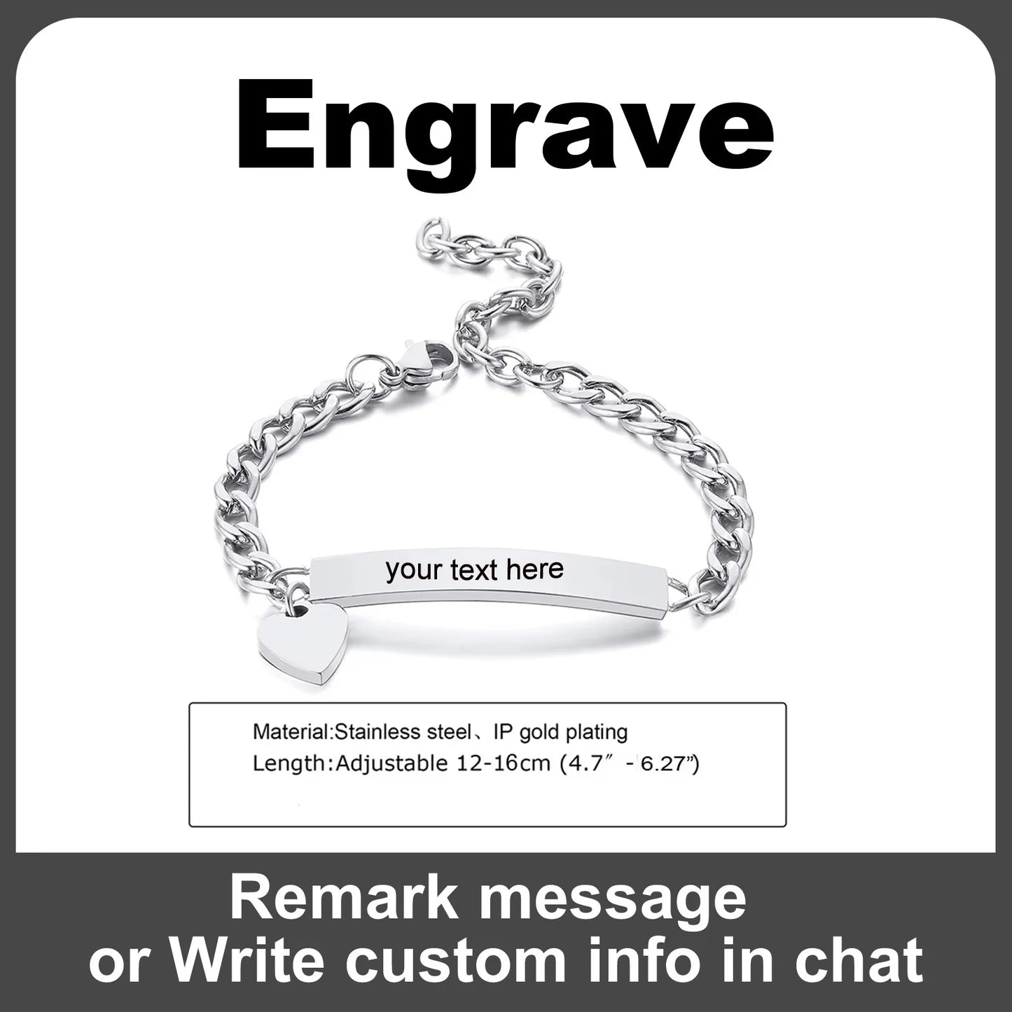 Customized Heart Bracelet for Little Girl Boy, Engravable ID Name Bracelet, Personalized Stainless Steel Chain Birthday Gift