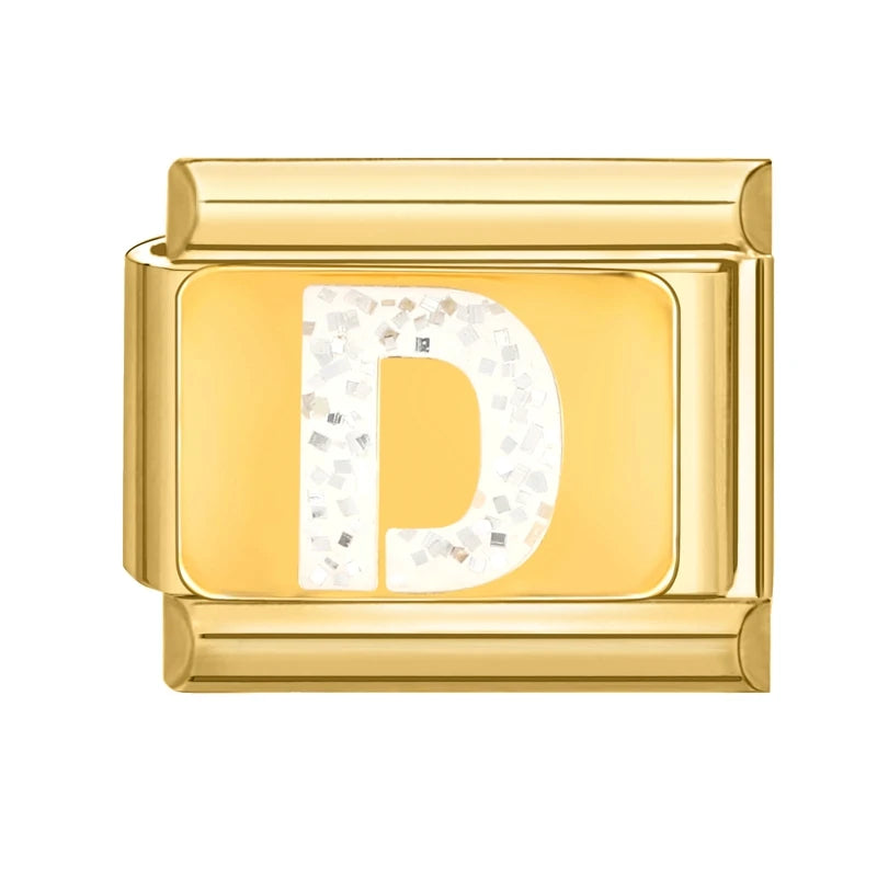 Fashion Golden 26 Letters A-Z Italian Links Charm Beads 9mm Stainless Steel Bracelet Jewelry DIY Hand Making Wholesale