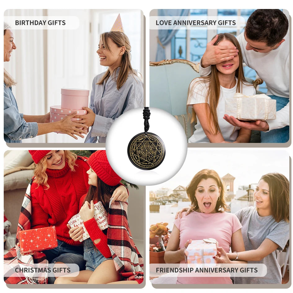 Natural Crystal Quartz Seven Archangels Amulet Necklaces Michael Men Seal of Solomon Talisman Necklace Protection Jewelry Collar