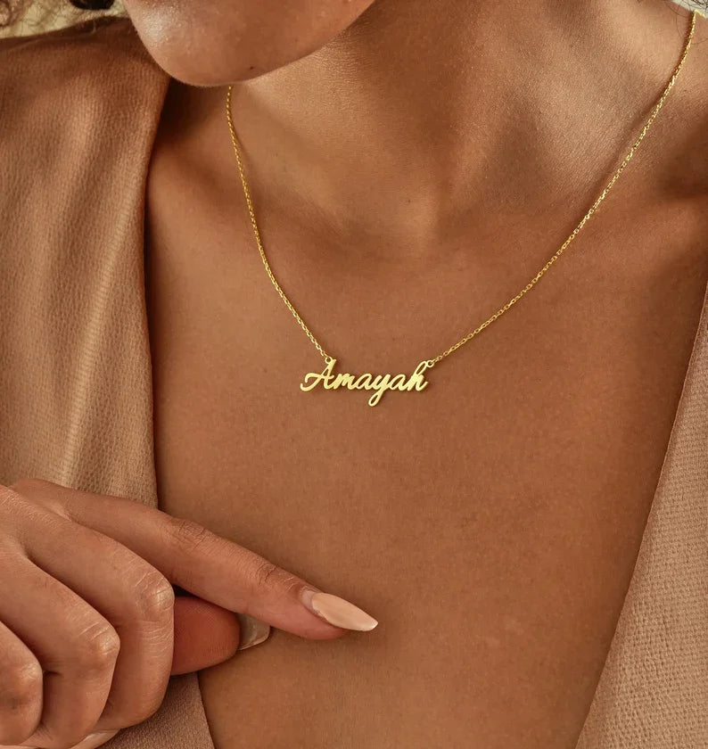 18k Gold Plated Custom Name Necklace Personalized Name Necklace Gold Personalized Jewelry Gift for Her 2025 Christmas For Mom