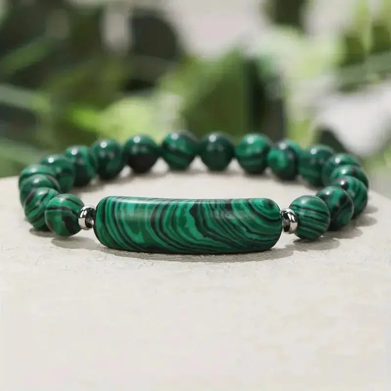 1pc Healing Handmade Stone Bracelet Turquoise Natural Malachite Gemstone Crystal Rough Bracelet Body Energy Yoga