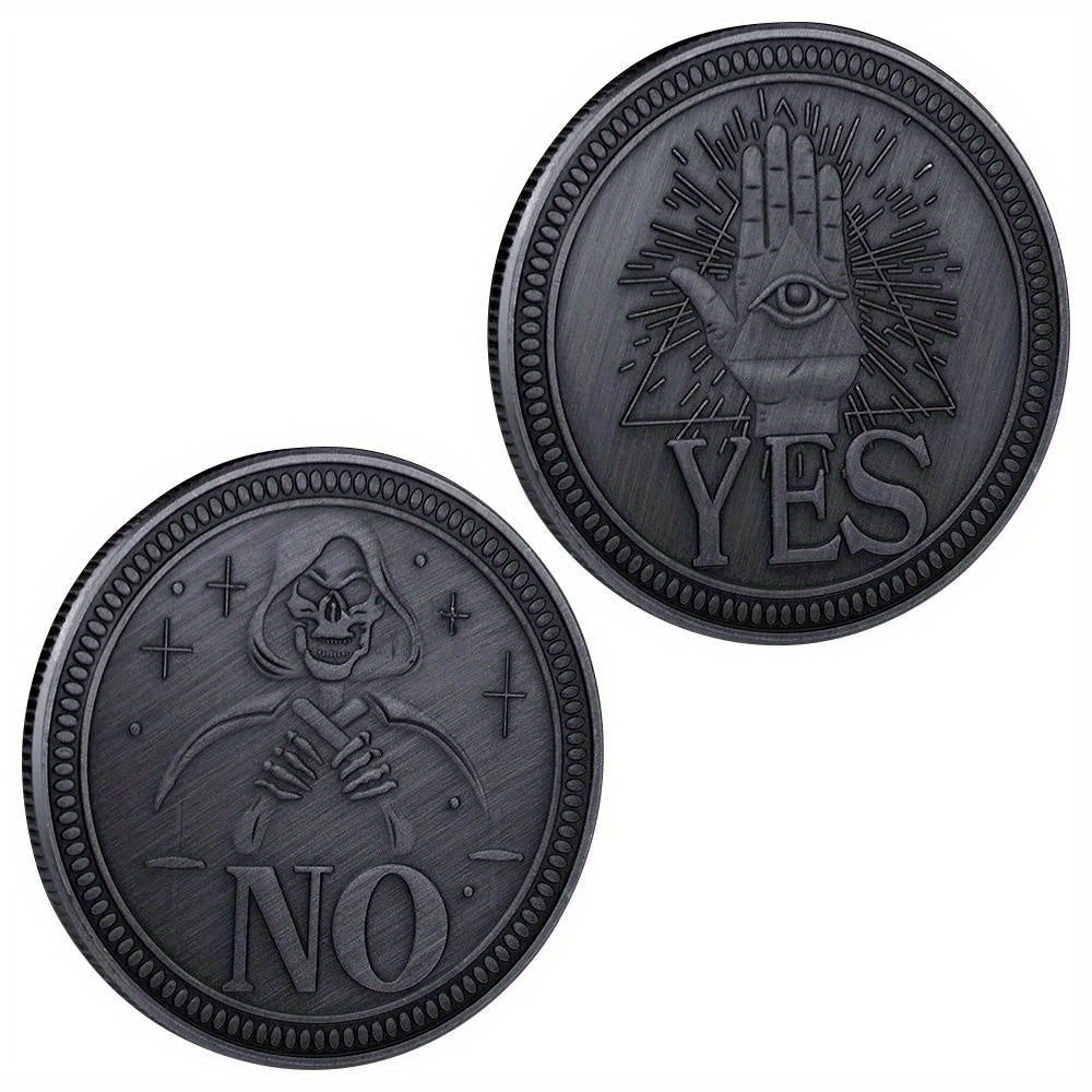 Yes or No Prediction Decision Coin Ouija All-Seeing Eye or Death Gothic Copper Plated Coin Souvenir Commemorative Coin