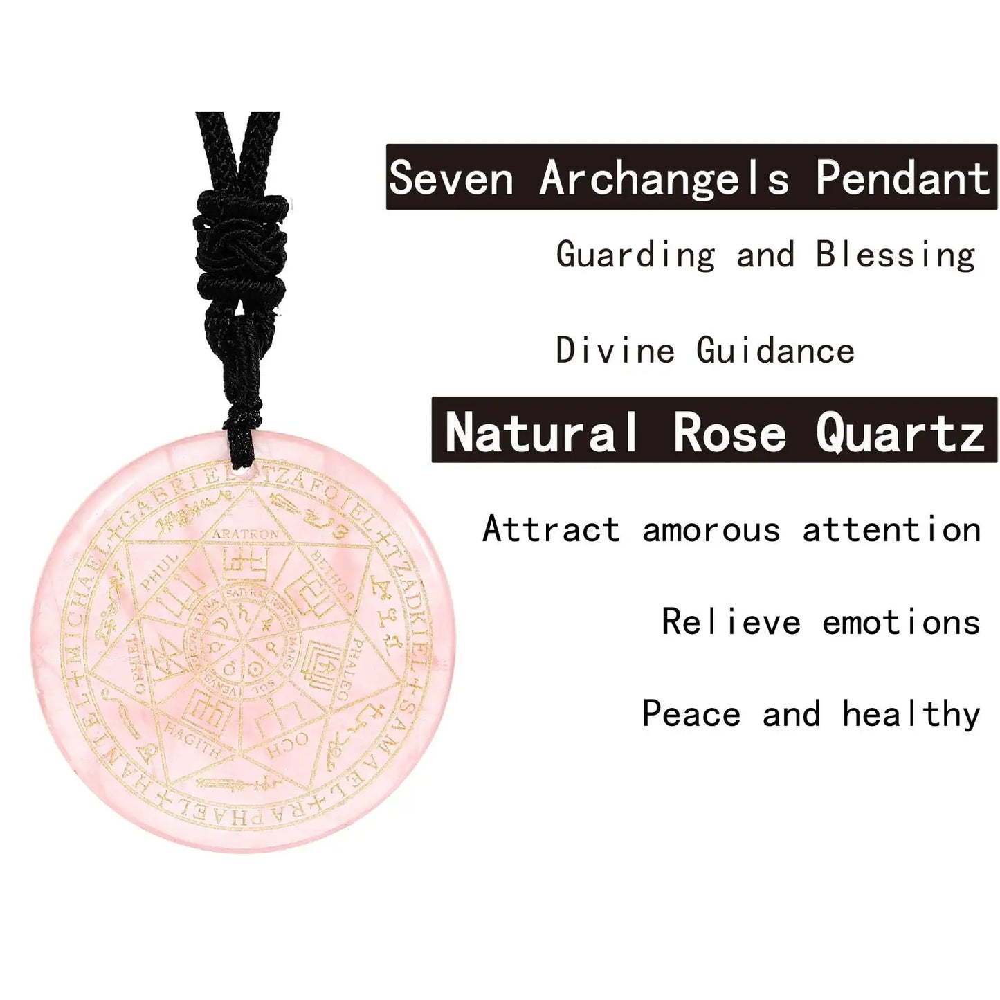 Natural Crystal Quartz Seven Archangels Amulet Necklaces Michael Men Seal of Solomon Talisman Necklace Protection Jewelry Collar