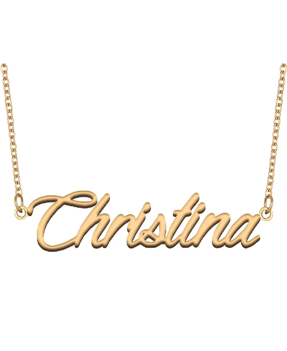 Personalized Christina Name Necklace for Women Gold Plated Stainless Steel Pendant Jewelry Gift for Birthday Or Anniversary