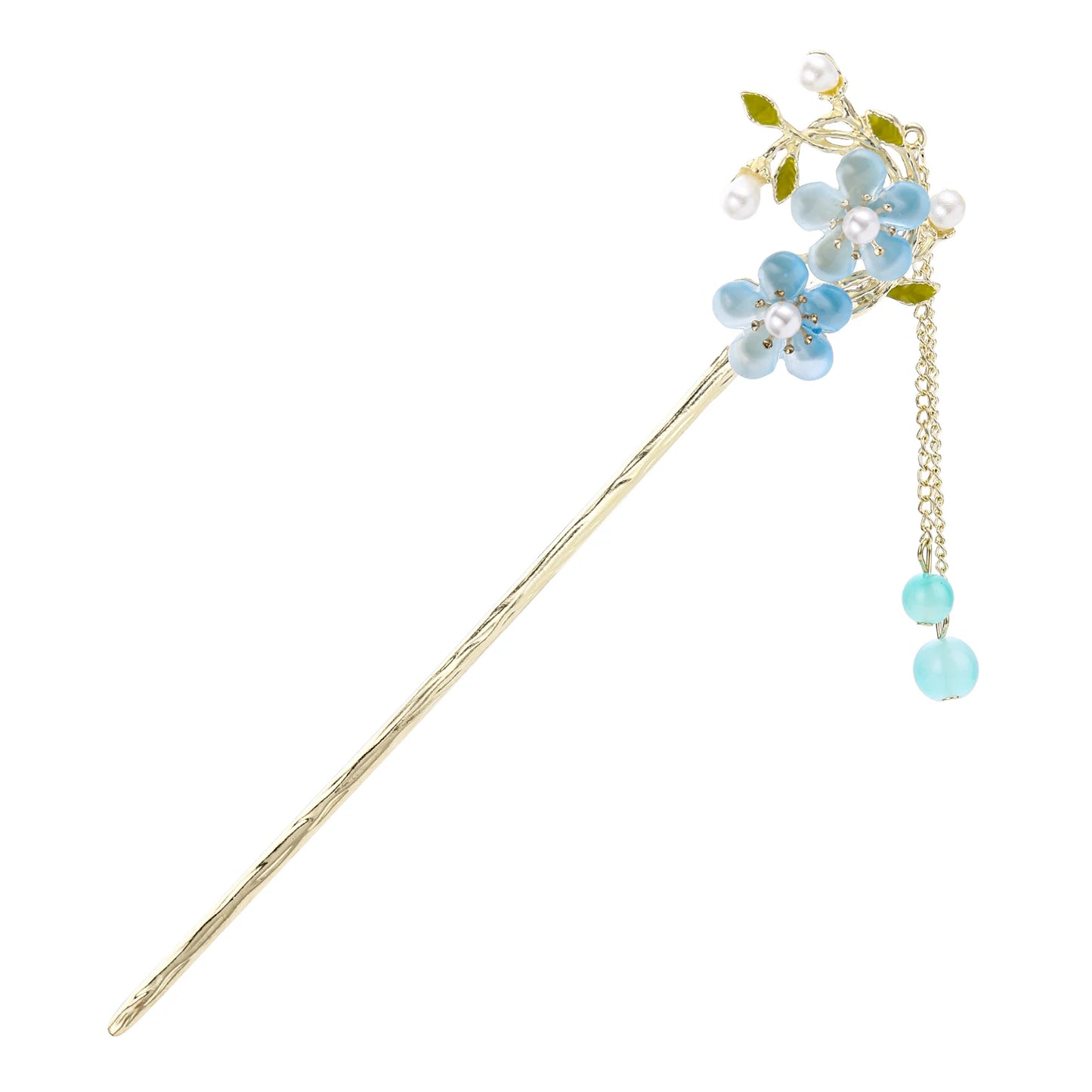 Elegant Chinese Style Hair Accessory Romantic Enameled Flower Tassel Hair Clip Alloy Jewelry Hairpin For Women Fashion Hairpin