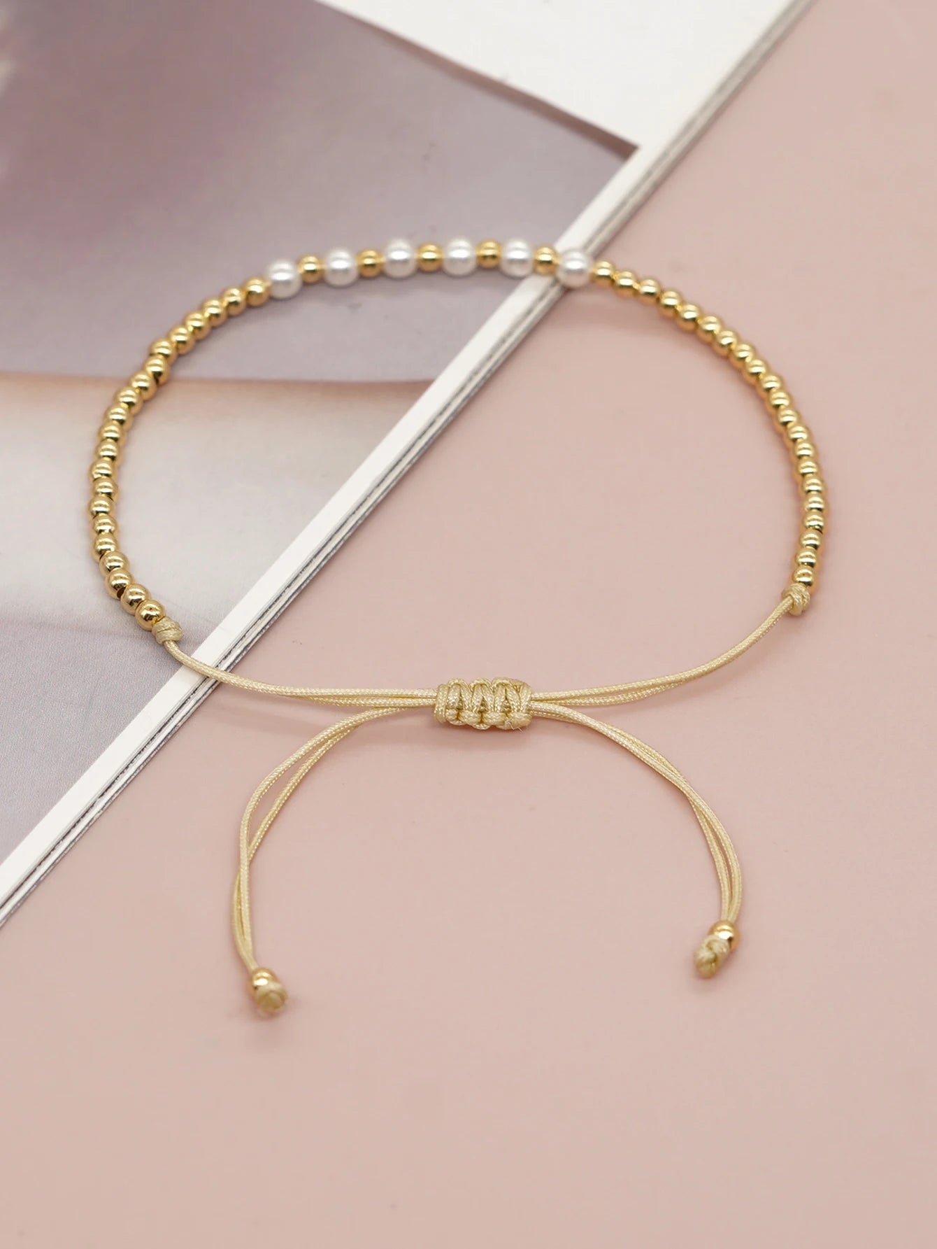 Gold Plated Beaded Surfer Bracelets Natural Pearl Charm Bracelet Handmade Fashion Summer Jewelry for Women Teen Girl Gift