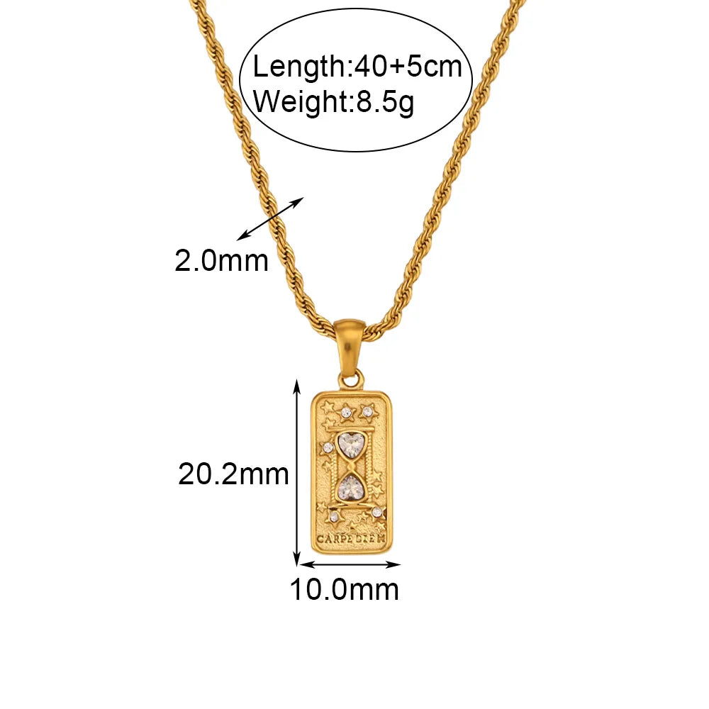 Gold Color Necklace for Women Zircon Christmas Jewelry Colorful Geometric Meaningful Sun Lover Stainless Steel Tarot Necklaces