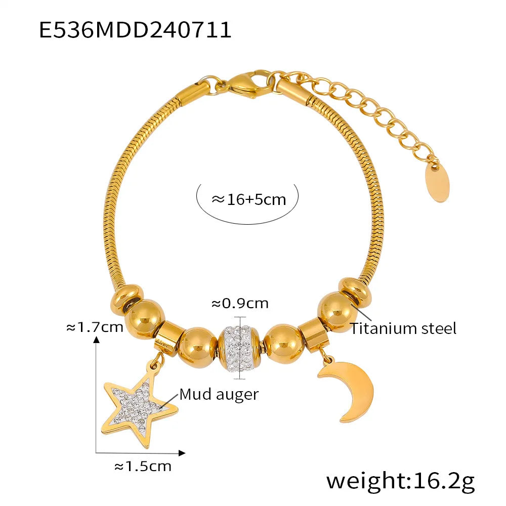 316L Stainless Steel Heart Charm Bracelets For Women 18k Gold Plated Various Pendants With Shining Zircon Women's Hand Bracelet