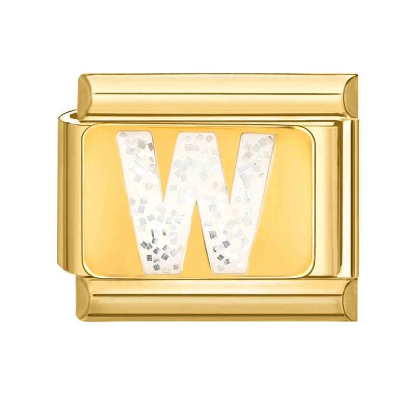 Fashion Golden 26 Letters A-Z Italian Links Charm Beads 9mm Stainless Steel Bracelet Jewelry DIY Hand Making Wholesale