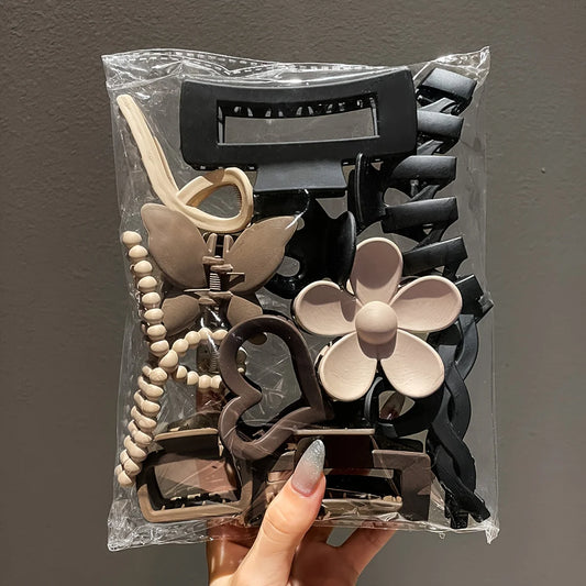 11pcs Women's High-end Frosted Clip Set Women's Back Head Hair Shark Clip Headwear