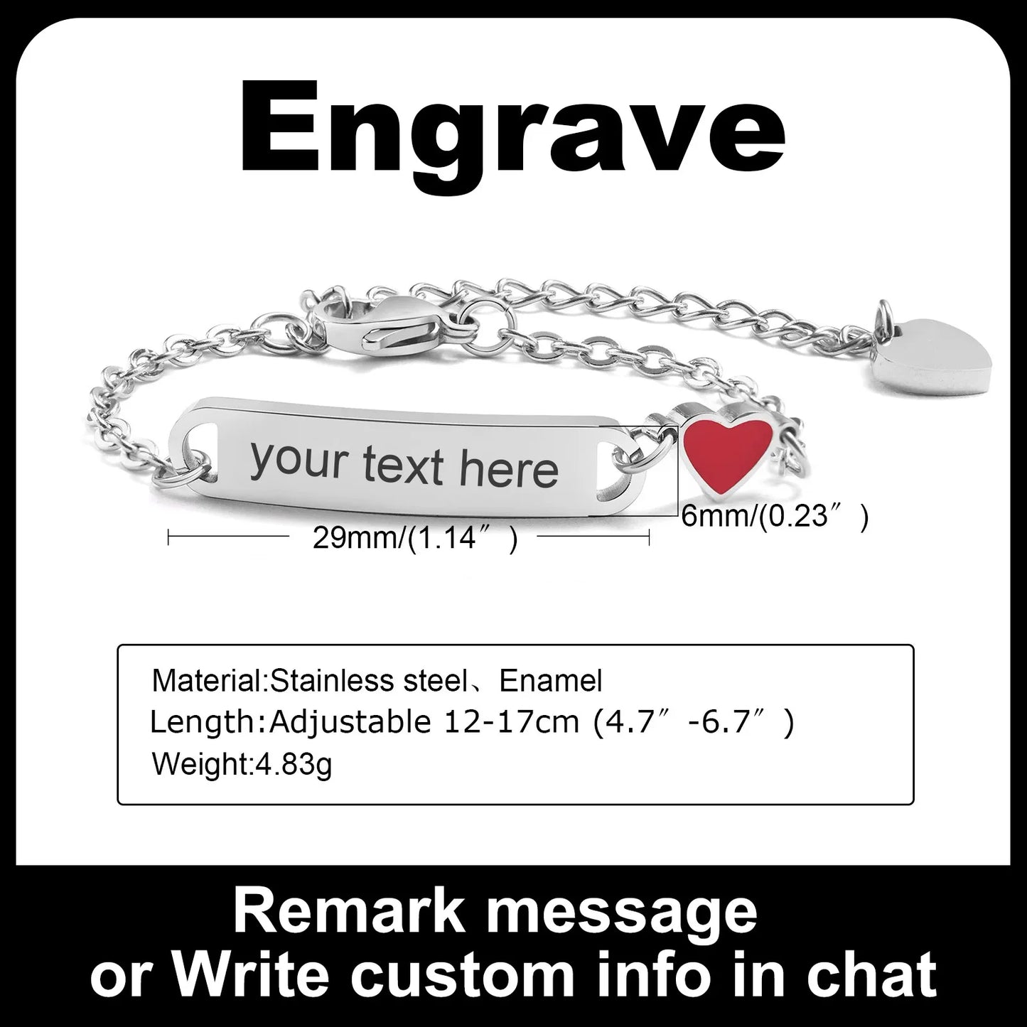 Customized Heart Bracelet for Little Girl Boy, Engravable ID Name Bracelet, Personalized Stainless Steel Chain Birthday Gift