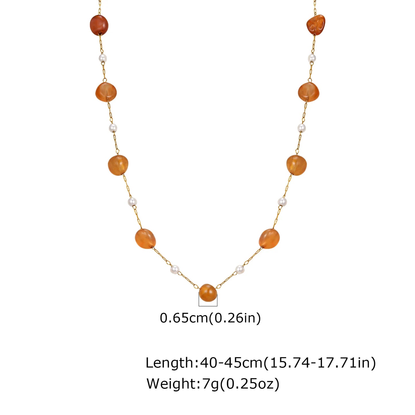 Boho Necklace Beach Irregular Natural Stone Necklaces for Women Stainless Steel Imitation Pearl Jade Necklace Jewelry Gift