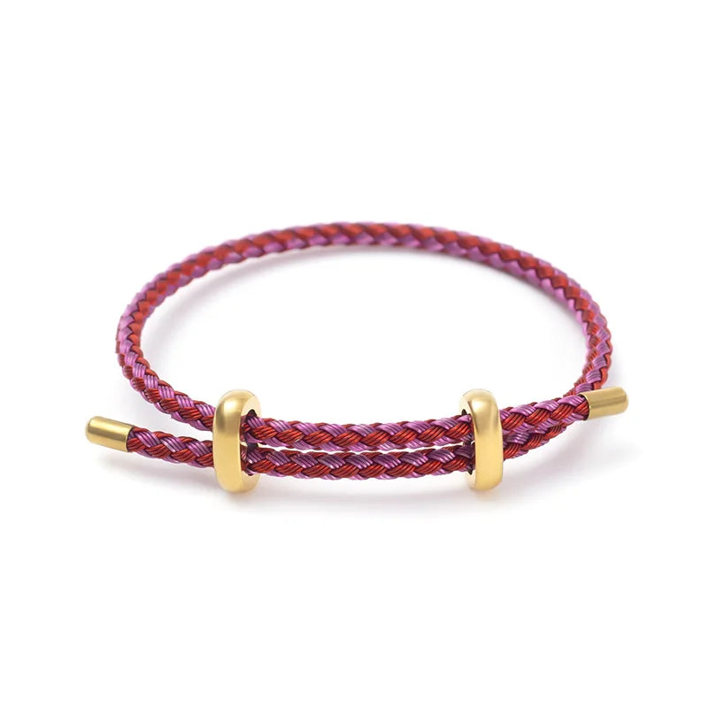 Greatera Trendy Red Thread String Bracelets for Women Men Stainless Steel Braided Rope Adjustable Charm Bracelet Unisex Jewelry