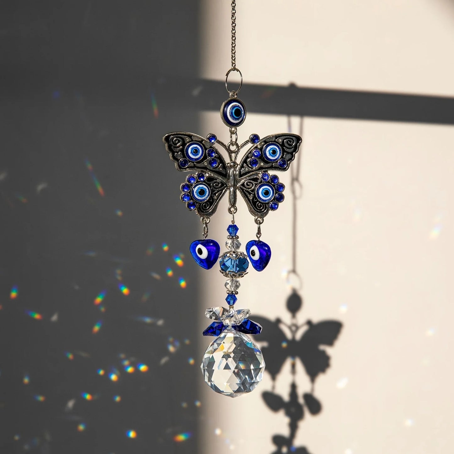 1pcs Evil Eye Suncatchers with Crystal Prism Balls for Window Hanging Sun Catcher Decor Blue Eyes Suncatcher Rainbow Maker Penda
