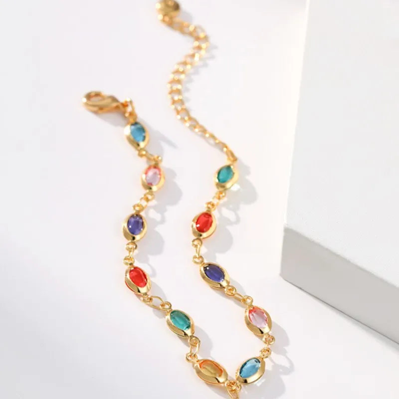 Elegant 18K Gold Plated Colorful Rhinestone Beads Bracelet for Women 2025 New Trend Bracelets Party Jewelry Gifts