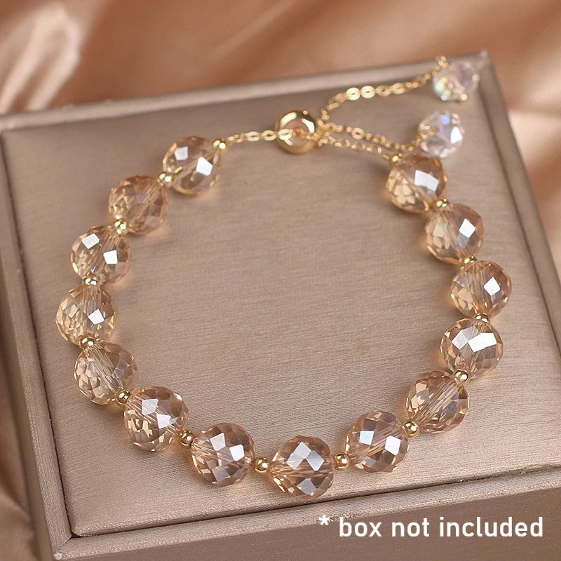 Crystal Woven Female Bracelet New Fashion Shiny Crystal Stone Beads Elasticity Rope Bracelets for Women Sweet Jewelry