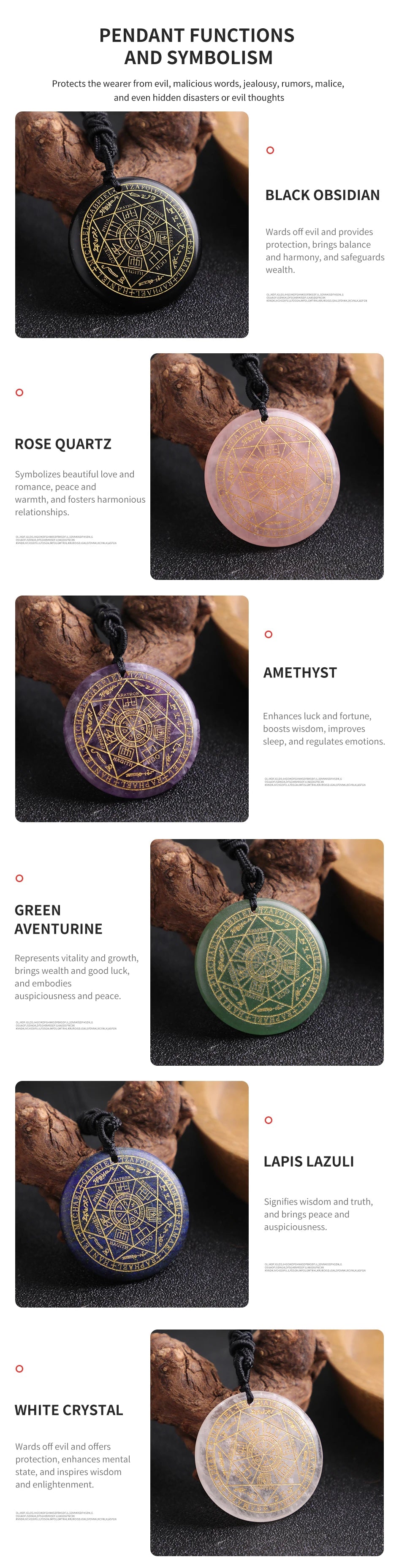 Natural Crystal Quartz Seven Archangels Amulet Necklaces Michael Men Seal of Solomon Talisman Necklace Protection Jewelry Collar