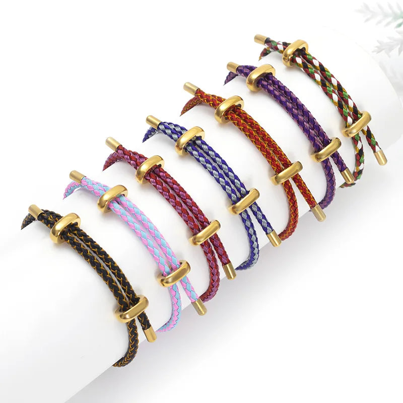 Greatera Trendy Red Thread String Bracelets for Women Men Stainless Steel Braided Rope Adjustable Charm Bracelet Unisex Jewelry