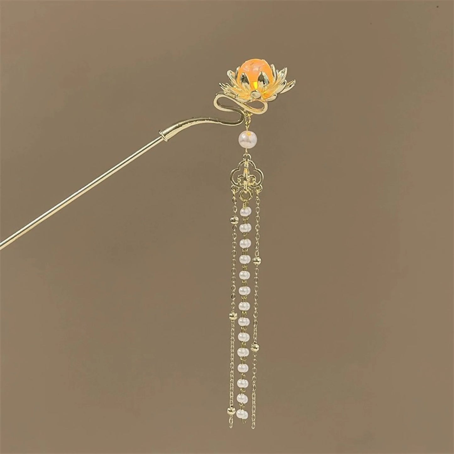 Luminous Flower Hairpin For Women Creative Lotus Emit Light Lantern Tassel Hair Stick Vintage Chinese Style Metal Hair Accessory