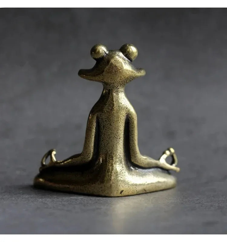 Retro Copperware Incense Socket Zen Frog Ornaments Solid Pure Copper Frog Tea Pet Incense Holder Ornaments