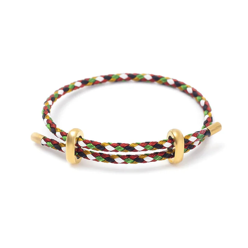 Greatera Trendy Red Thread String Bracelets for Women Men Stainless Steel Braided Rope Adjustable Charm Bracelet Unisex Jewelry