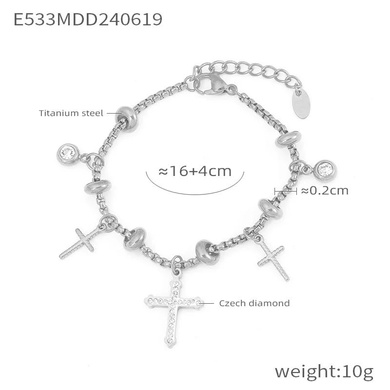 316L Stainless Steel Heart Charm Bracelets For Women 18k Gold Plated Various Pendants With Shining Zircon Women's Hand Bracelet