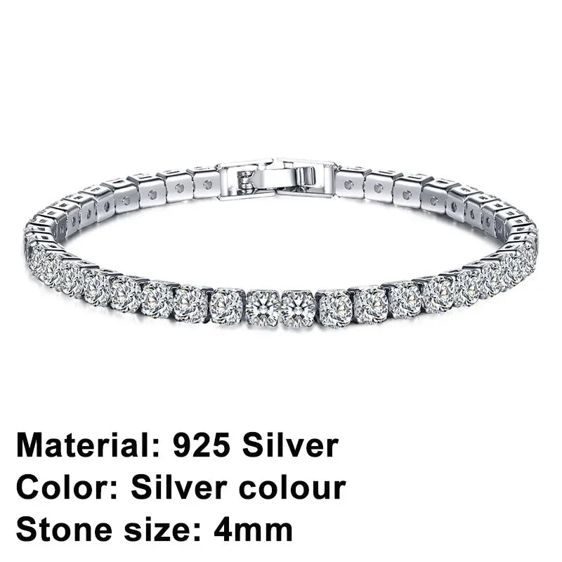 New 925 Pure Silver Rose Gold Bracelet Shining Classic Hip Hop Crystal Tennis Bracelet Women's Jewelry Fashion Wedding Gift