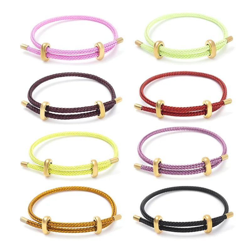 Greatera Trendy Red Thread String Bracelets for Women Men Stainless Steel Braided Rope Adjustable Charm Bracelet Unisex Jewelry