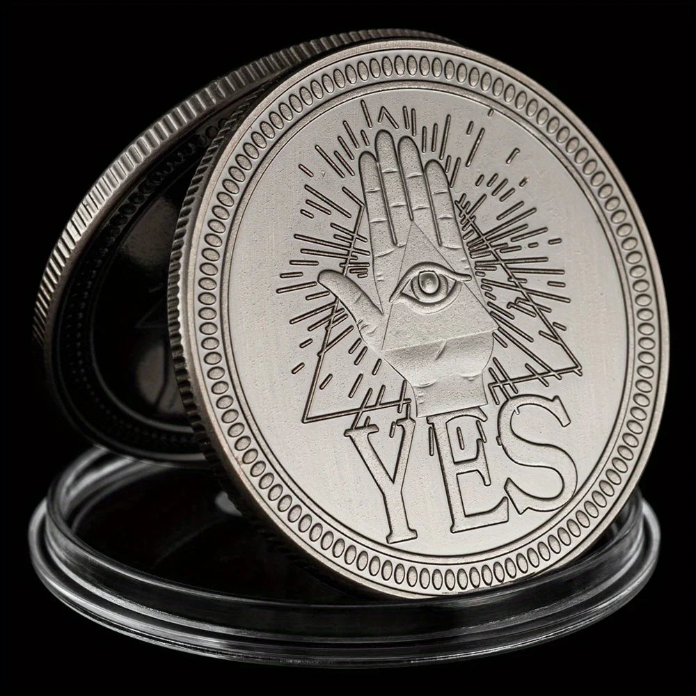 Yes or No Prediction Decision Coin Ouija All-Seeing Eye or Death Gothic Copper Plated Coin Souvenir Commemorative Coin
