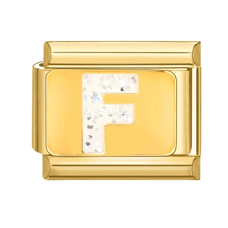 Fashion Golden 26 Letters A-Z Italian Links Charm Beads 9mm Stainless Steel Bracelet Jewelry DIY Hand Making Wholesale