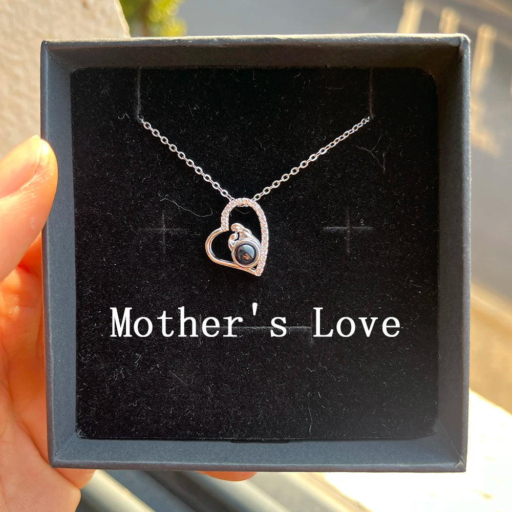 Valentine's Day Gift Custom Photo Projection Necklace DIY Picture Inside Titanium Steel Chain Couple Necklace Women Men Jewelry