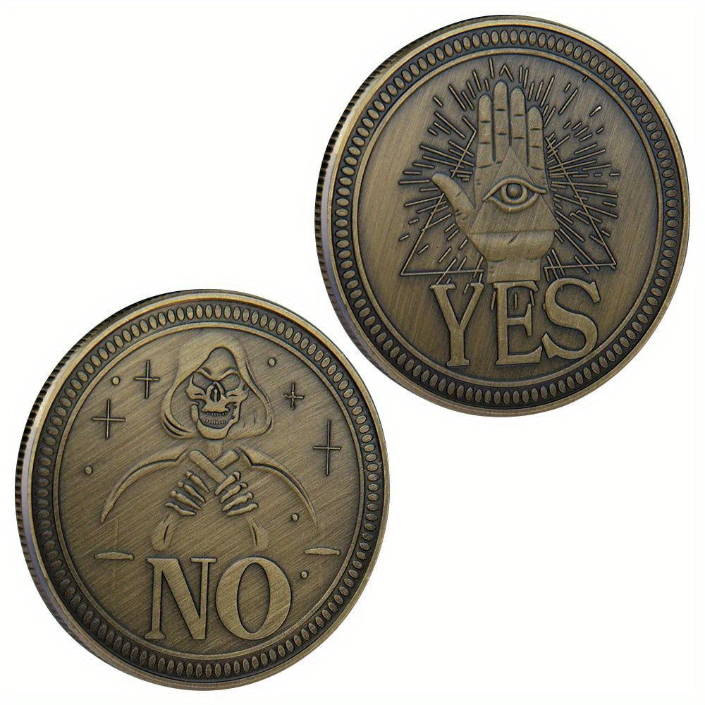 Yes or No Prediction Decision Coin Ouija All-Seeing Eye or Death Gothic Copper Plated Coin Souvenir Commemorative Coin