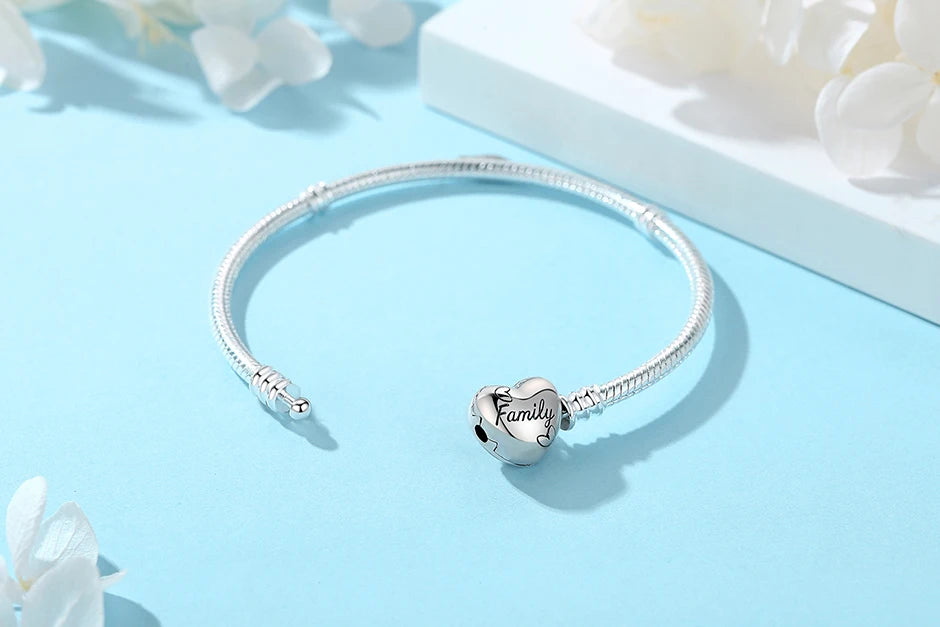 Original 925 Sterling Silver Bracelet For Women Charms Beads Rose Gold Heart Bracelets Bangles Snake Chain Luxury Jewelry Gift