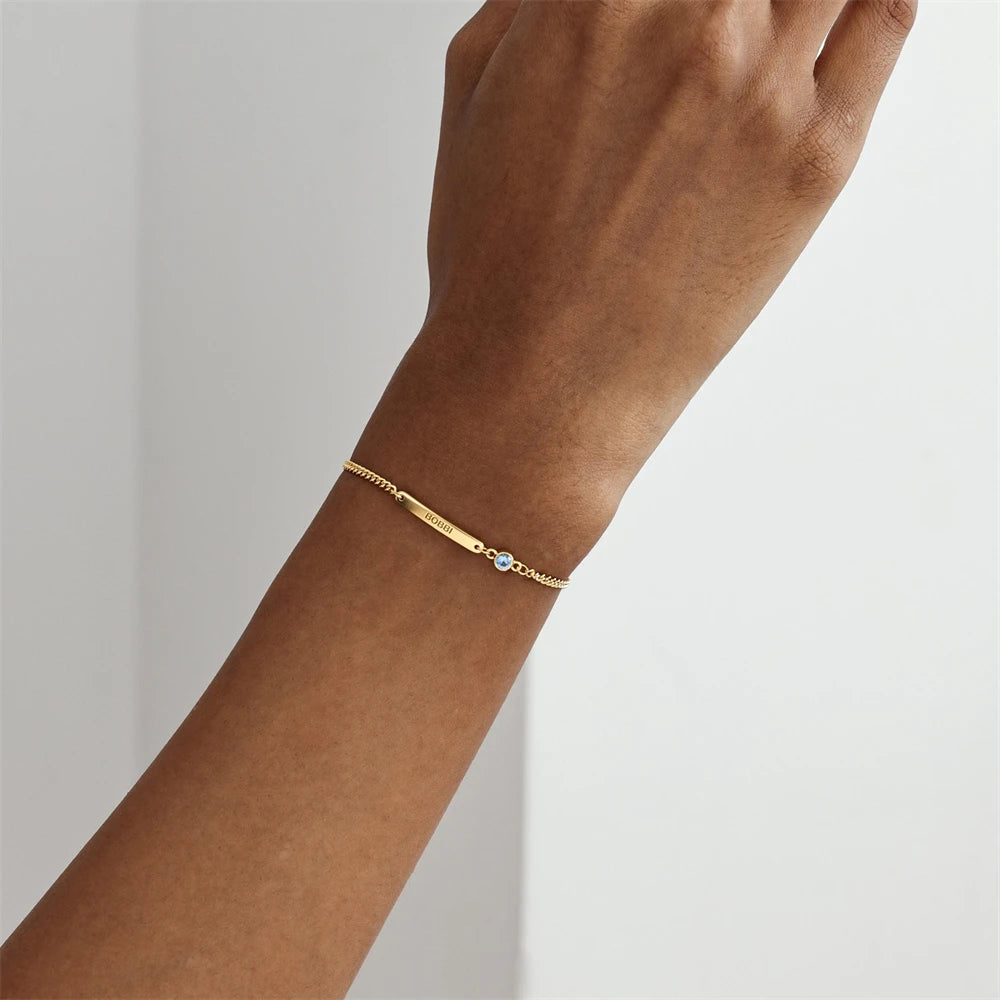 Personalized Birthstone Bar Bracelet