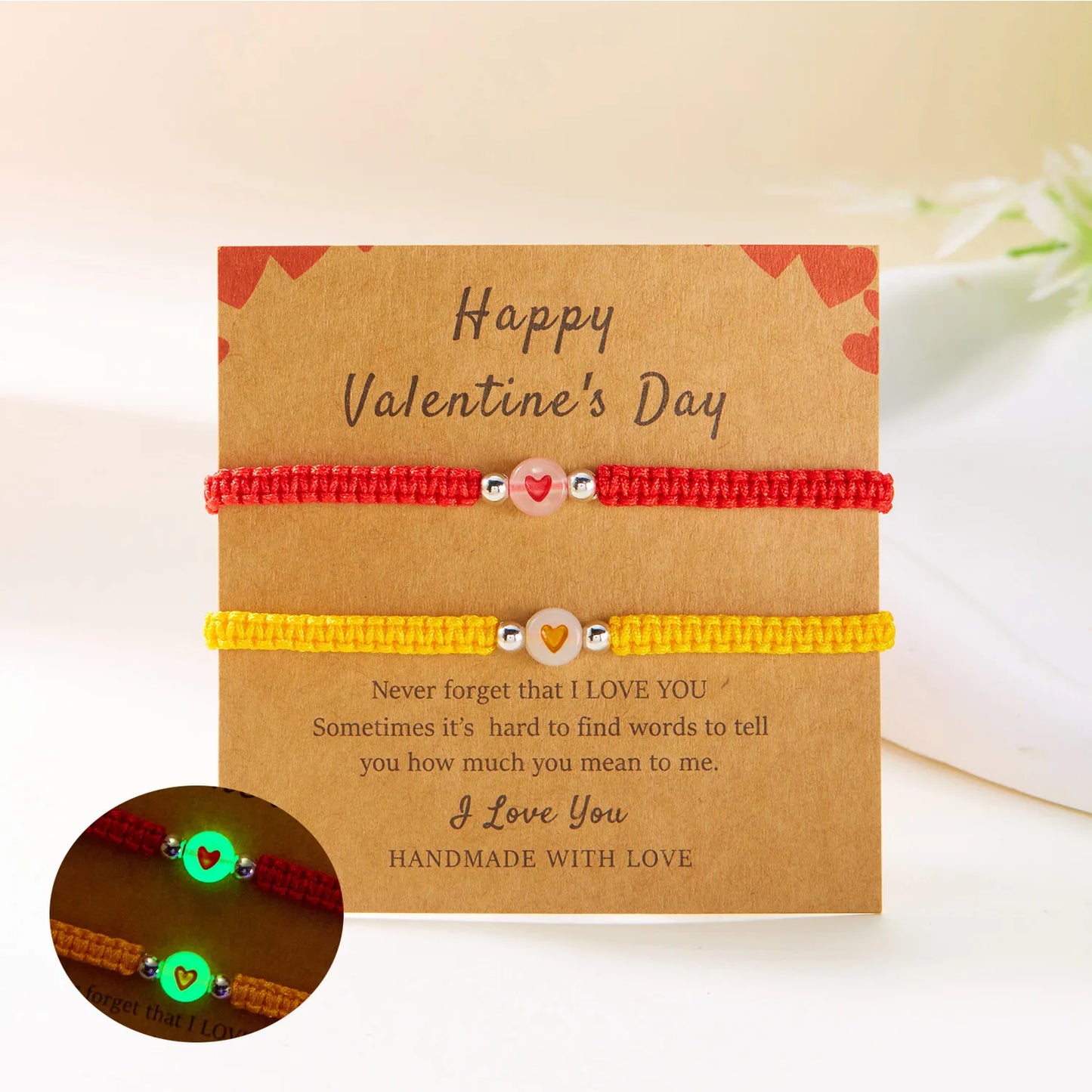 2 PCS Simple Lucky Red Rope Braided Bracelet for Women Men Romantic Heart Magnetic Couple Matching Bracelets Friendship Jewelry