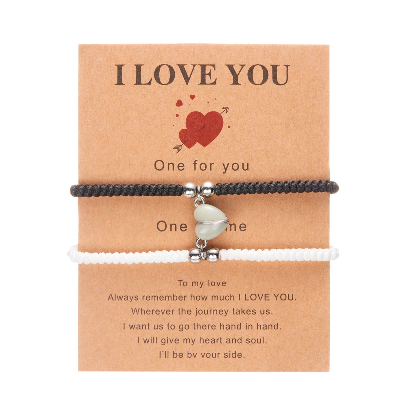 2 PCS Simple Lucky Red Rope Braided Bracelet for Women Men Romantic Heart Magnetic Couple Matching Bracelets Friendship Jewelry