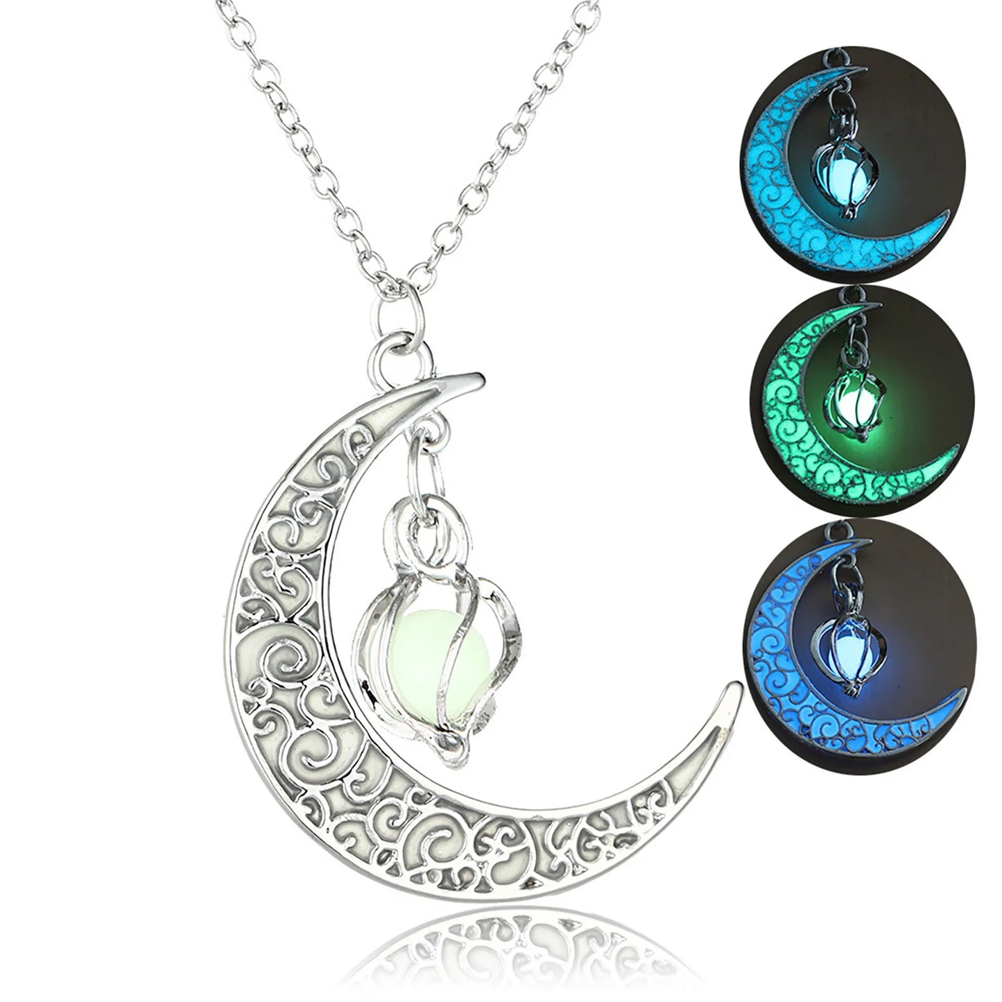 Womens Teen Girls Luminous Moon Necklace Moon Pendants Chain Choker Glow in The Dark Necklace Jewellery Gifts Ожерелье