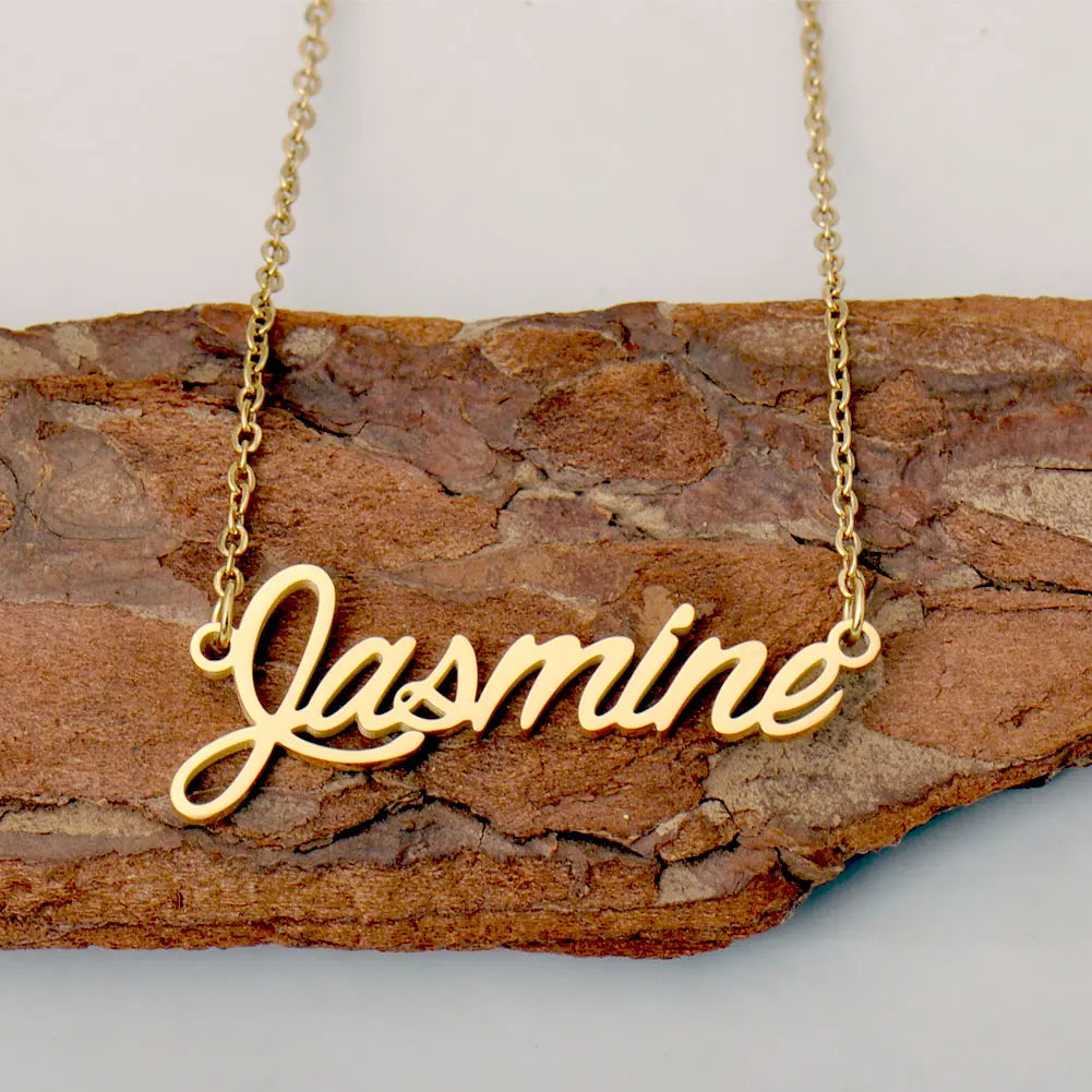 Jasmine Personalized Name Necklace Gold Plated Lightweight Stainless Steel for Women Daily Wear Gift for Mom Birthday