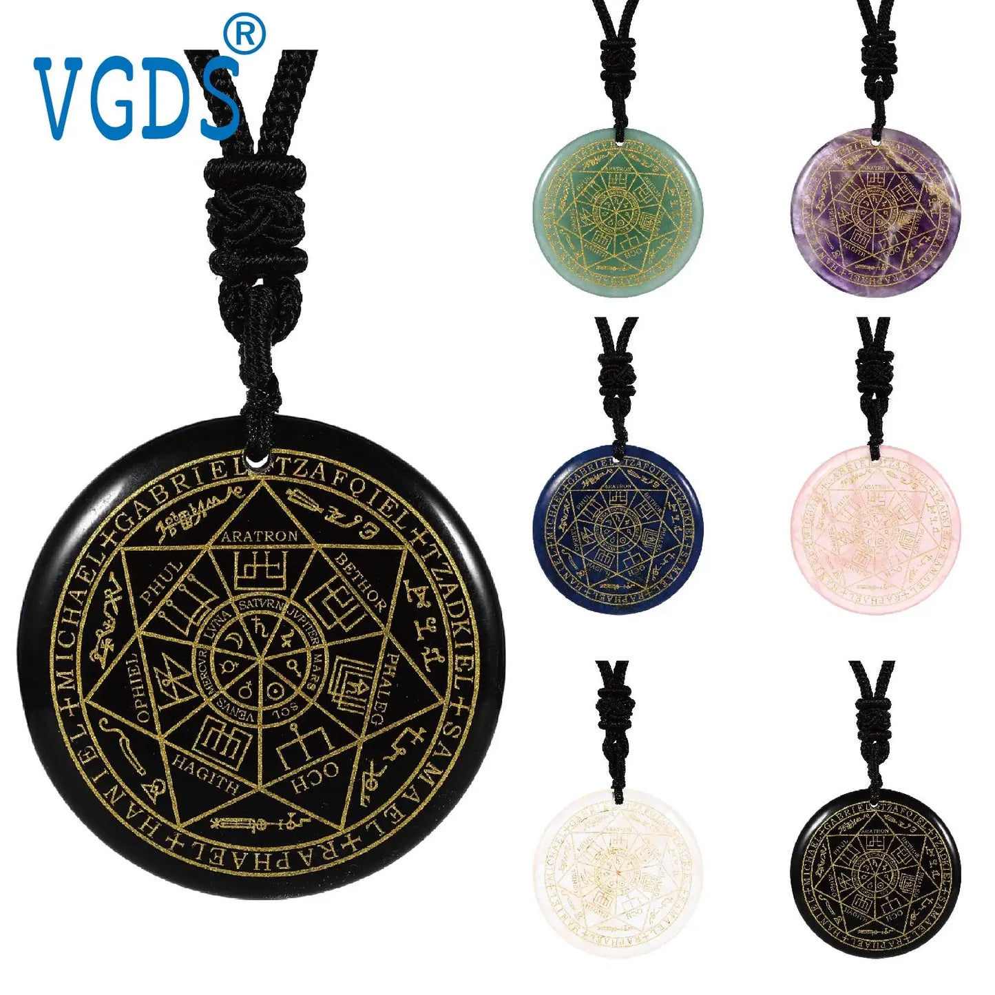 Natural Crystal Quartz Seven Archangels Amulet Necklaces Michael Men Seal of Solomon Talisman Necklace Protection Jewelry Collar