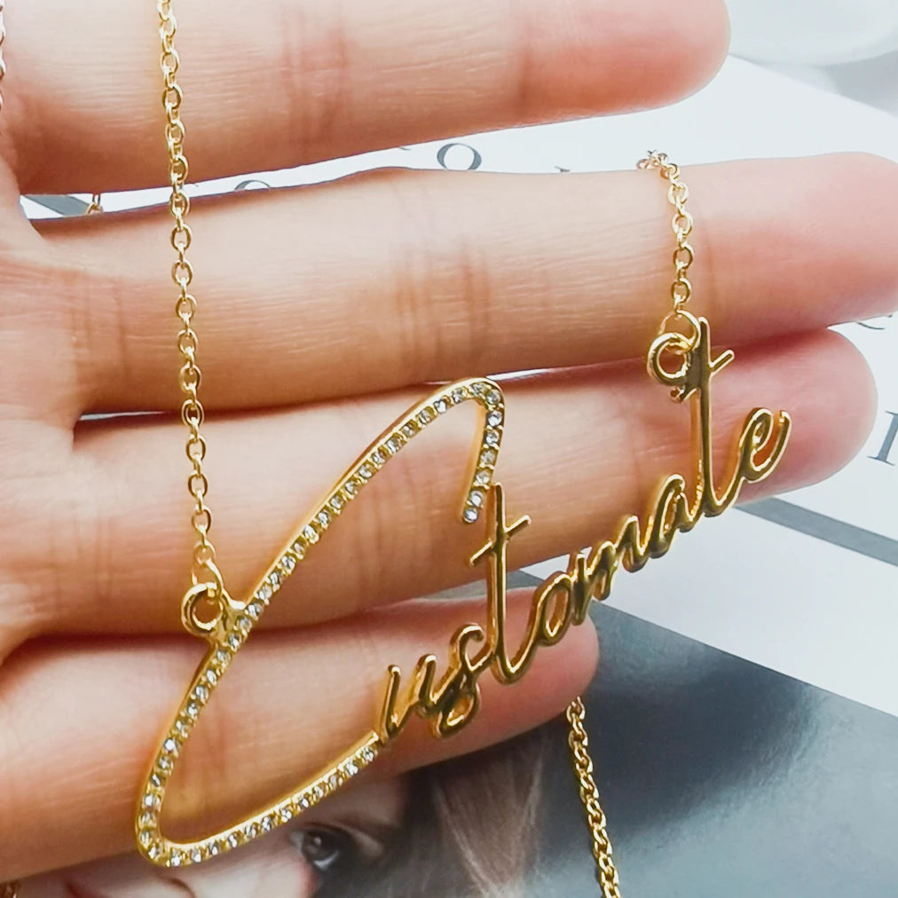 Duoying Zirconia Initial Letters Necklaces Women Personalized Necklace with Names Crystal Pendant Necklace Mom Gift