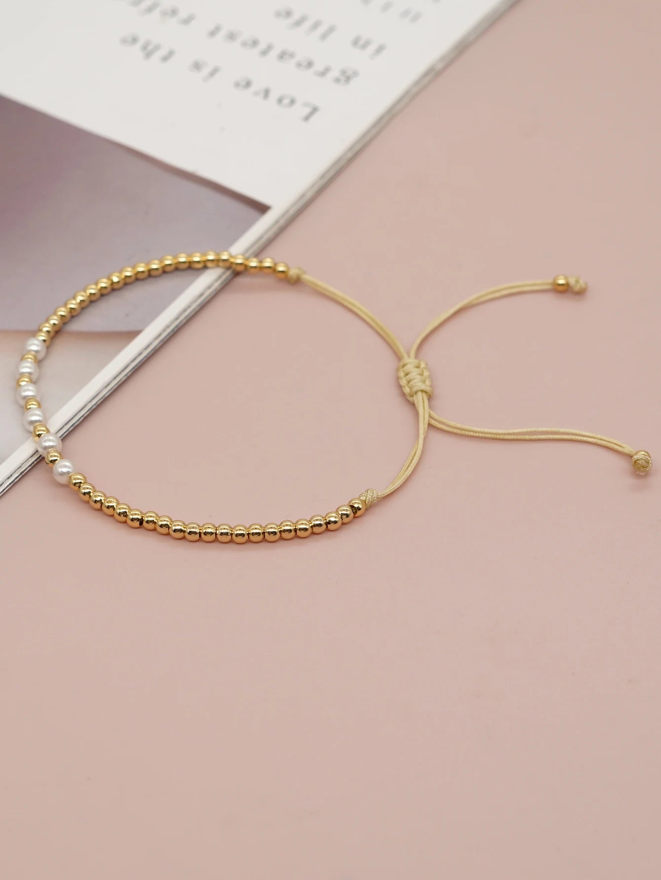 Gold Plated Beaded Surfer Bracelets Natural Pearl Charm Bracelet Handmade Fashion Summer Jewelry for Women Teen Girl Gift