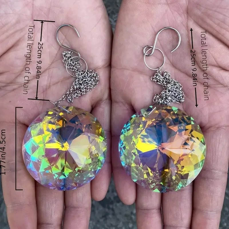 2pcs Crystal Sun Catcher Prism, Hanging Sun Catcher with Glass Prism, Rainbow Maker for Window, Balcony, Kitchen, Garden Decorat