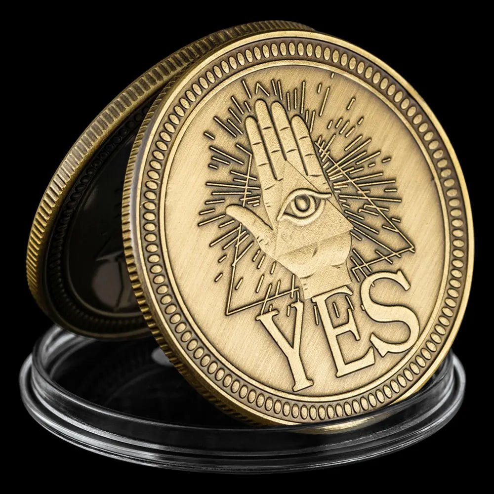 Yes or No Prediction Decision Coin Ouija All-Seeing Eye or Death Gothic Copper Plated Coin Souvenir Commemorative Coin