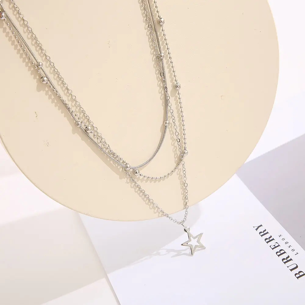 Necklace European And American Simple Temperament Lovely Atmosphere Star Moon Popular Lady Necklace Set For Women Multilayer