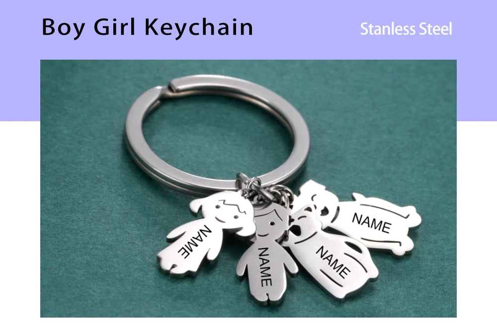 Child Mother Day Gift Kid Personalized Keychain Custom Name Key Chain Boy Girl for Women Men Couple Family Mom Dad Baby Jewelry