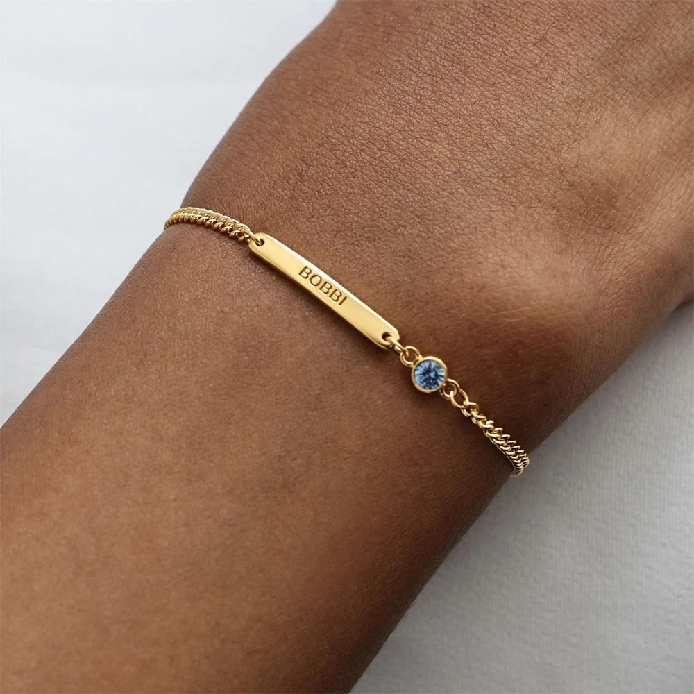 Personalized Birthstone Bar Bracelet
