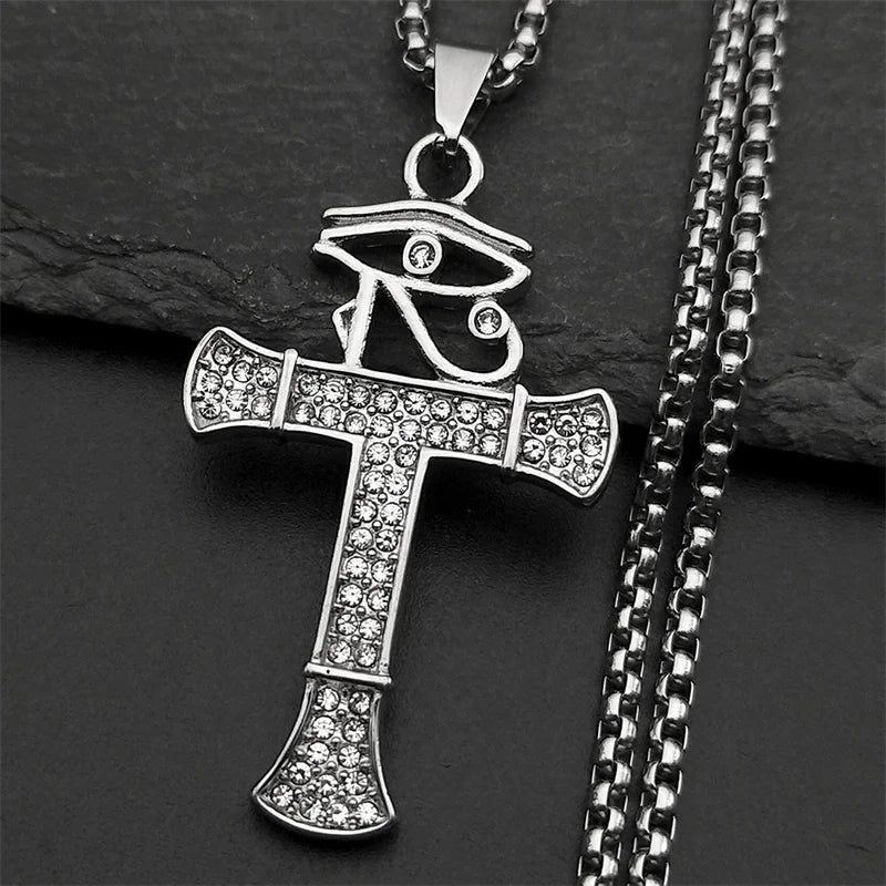 Jesus Cross Crucifix Pendant Necklace for Men Stainless Steel Gold Color Christian Coffee Bean Chain Jewelry croix chrétienne