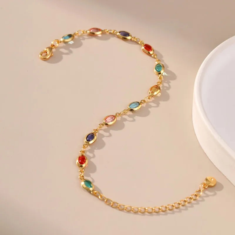 Elegant 18K Gold Plated Colorful Rhinestone Beads Bracelet for Women 2025 New Trend Bracelets Party Jewelry Gifts